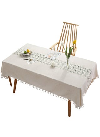 Lace Tassel Detail Table Cloth 90*140cm,Table Cloth for Rectangle Table Duty Cotton Linen Tablecloth Rectangular Farmhouse Vintage Tablecloth Washable Rustic Table Cover - pzsku/Z64AEA9B7C3EC0D323251Z/45/1749266021/8abfde58-fa9e-437f-a1a4-faccc29231e9
