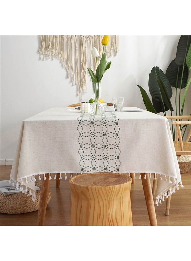yongsheng Lace Tassel Detail Table Cloth 90*140cm,Table Cloth for Rectangle Table Duty Cotton Linen Tablecloth Rectangular Farmhouse Vintage Tablecloth Washable Rustic Table Cover  - Image 5
