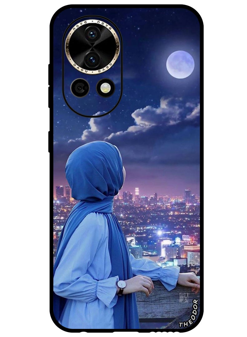 Theodor Protective Case Anti Scratch Shock Proof Bumper Cover For Huawei Nova 12 Ultra Hijab Girl Looking at Moon - Image 1