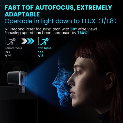 ROCWARE RC08 2K Webcam with Speaker, Webcam for PC, HD Web Cam with Noise Reduction Mic/Harman Speaker/4X Eptz/Privacy Cover/0.2S Auto-Focus/Low Illumination, Computer Camera for Zoom/Teams/Meeting - Image 3