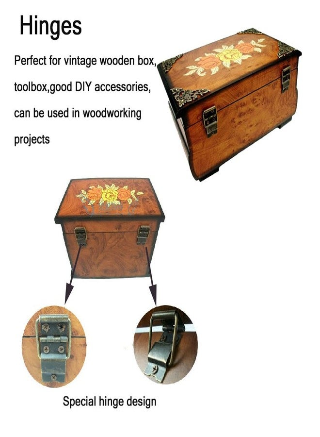 Dophee 4Pcs 38x21mm Antique Jewelry Box Door Spring Hinges Gift Wood Chest Hardware Hinge - Image 3