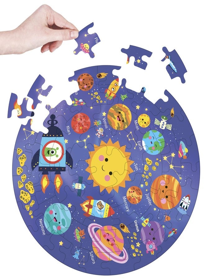 Fiddlys Creative Wooden Jigsaw Puzzle for Kids | 66 Pieces Educational Single Layer Puzzle | Fun & Learning Toy for Children Ages 3+ (Solar System) - Image 3