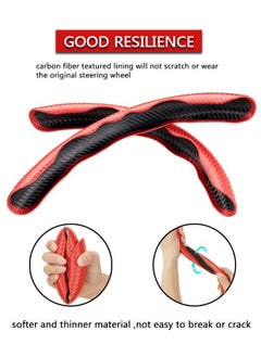 HAWAWA Carbon Fiber Steering Wheel Cover, 2PCS Segmented Steering Wheel Protector,  Anti-Slip, Comfortable Grip, Universal Fit for 99% Car Interior Accessories (RED)  - Image 4