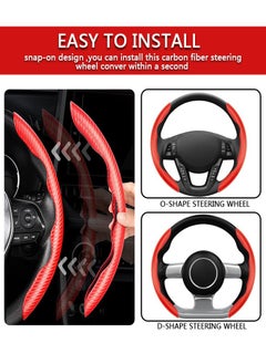 HAWAWA Carbon Fiber Steering Wheel Cover, 2PCS Segmented Steering Wheel Protector,  Anti-Slip, Comfortable Grip, Universal Fit for 99% Car Interior Accessories (RED)  - Image 2