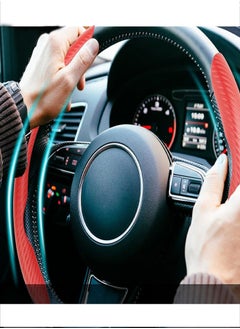 HAWAWA Carbon Fiber Steering Wheel Cover, 2PCS Segmented Steering Wheel Protector,  Anti-Slip, Comfortable Grip, Universal Fit for 99% Car Interior Accessories (RED)  - Image 5