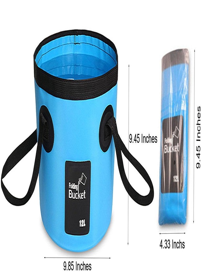 BANCHELLE Collapsible Bucket Water Container Portable Folding Camp Wash Basin for Outdoor Traveling Hiking Fishing Car Washing Gardening Camping (Blue, 12L) - Image 2
