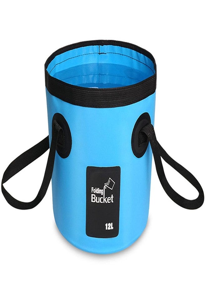 BANCHELLE Collapsible Bucket Water Container Portable Folding Camp Wash Basin for Outdoor Traveling Hiking Fishing Car Washing Gardening Camping (Blue, 12L) - Image 1