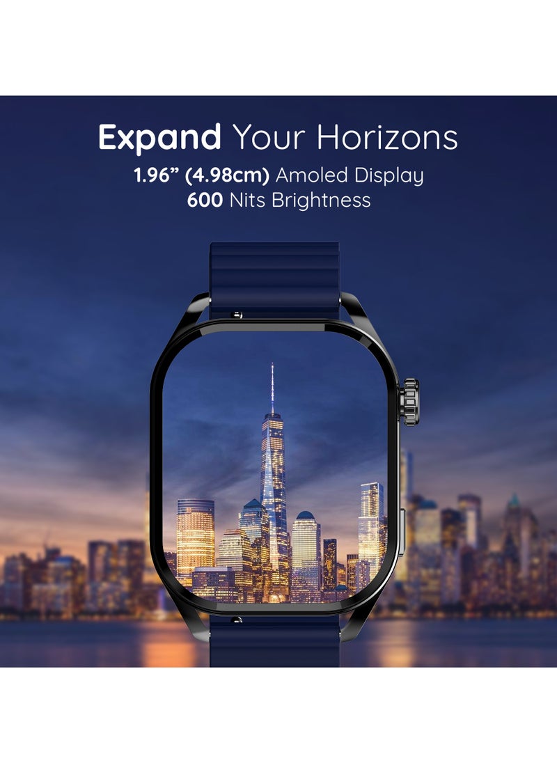 Pebble Cosmos Vogue 1.96" Amoled Smartwatch, Rectangular Metal Dial, BT Calling, Multiple Sports Mode, Heart Rate Monitor, IP67 Water Resistant, AI Voice Assistance, Alarm & Notification, Midnight Blue  - Image 2