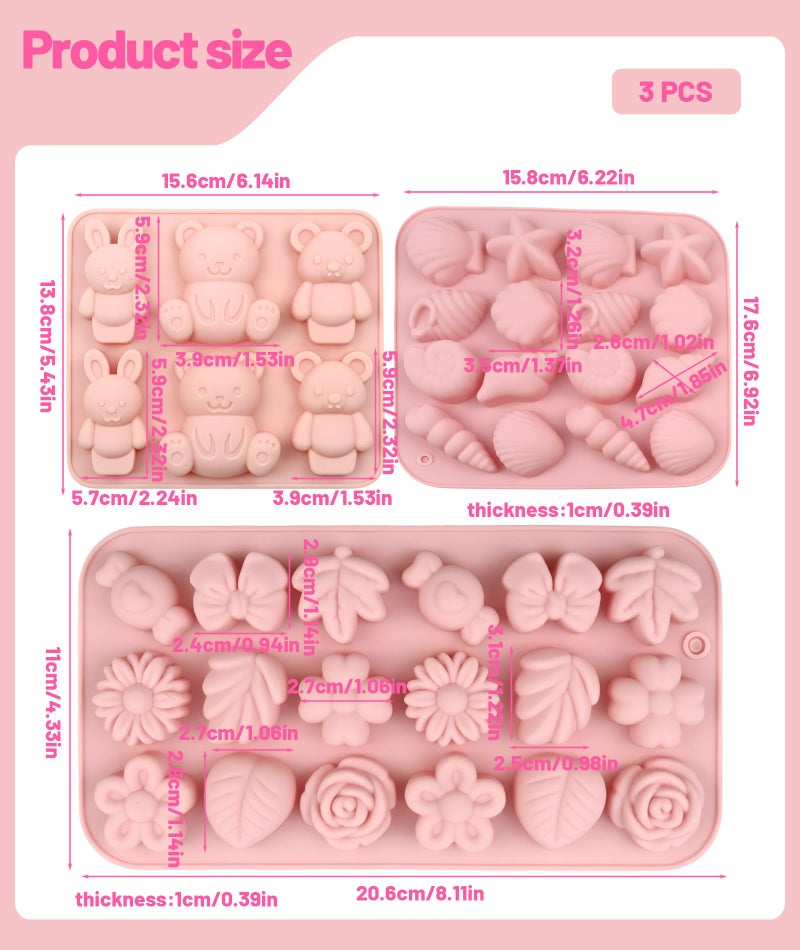 XFSAFDM 3PCS Candle Mould Silicone, Flower Candle Mould for DIY Chocolate, Soap, and Candle Making, Reusable Silicone Mould for Crafts, Party and Gift Projects - Image 2