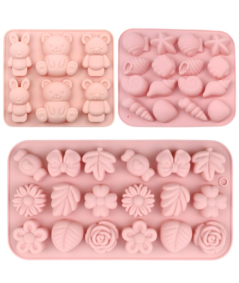 XFSAFDM 3PCS Candle Mould Silicone, Flower Candle Mould for DIY Chocolate, Soap, and Candle Making, Reusable Silicone Mould for Crafts, Party and Gift Projects - Image 1