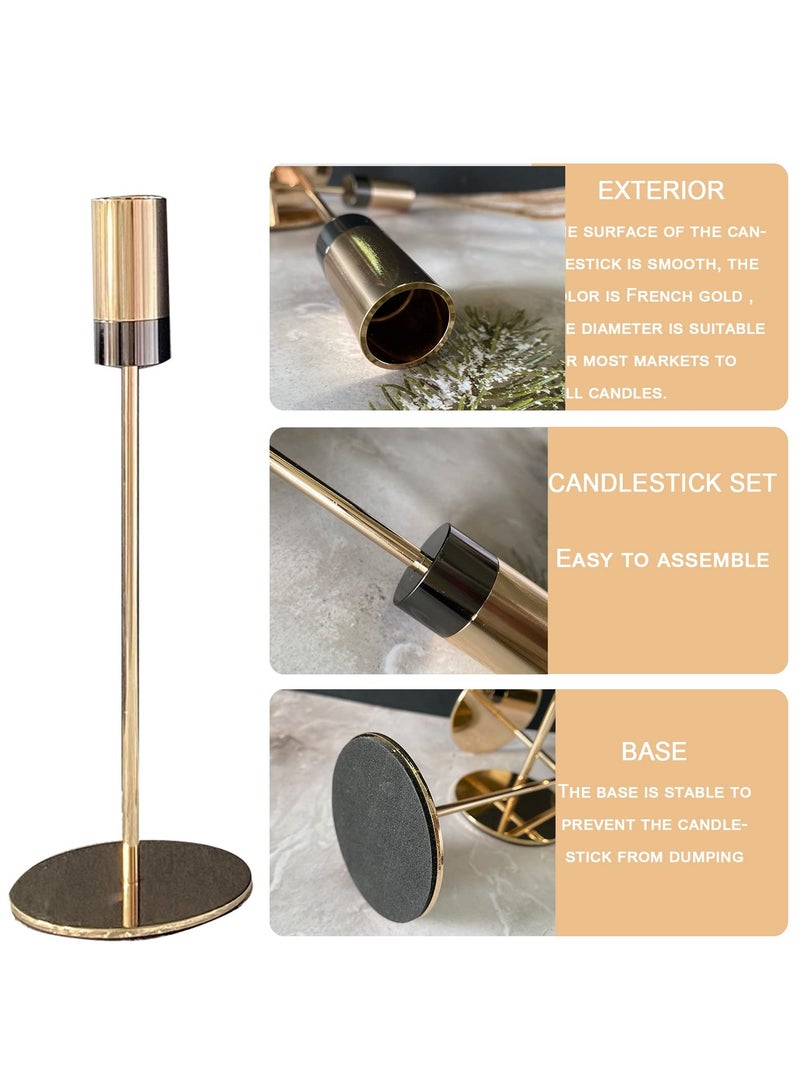 SYOSI Golden Candlestick Holders, Set of 3 Taper Candle Holders, Minimalist Decor for Wedding, Dining, Party, Holiday Dinner, Table Centerpiece  - Image 2
