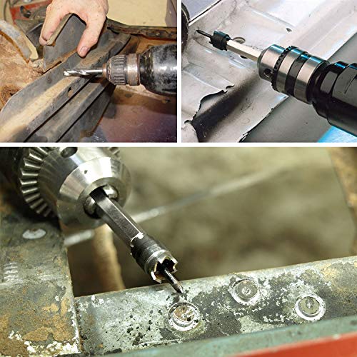 Handook Spot Weld Cutter, Sheet Metal Hole Cutter, Punch Remover Panel Separator for Power Drill Welding Auto Body Work Tool, 3/8 Inch Drill Bit Tool (9-Pack) - Image 3