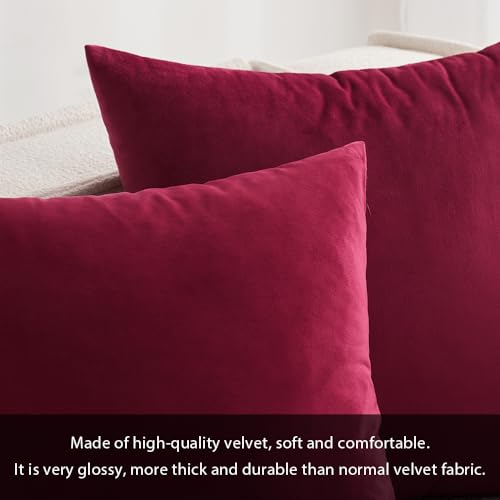 MIULEE Pack of 2, Velvet Soft Soild Christmas Decorative Square Throw Pillow Covers Set Cushion Cases Pillowcases for Sofa Bedroom Car18 x 18 Inch 45 x 45 Cm - Image 2