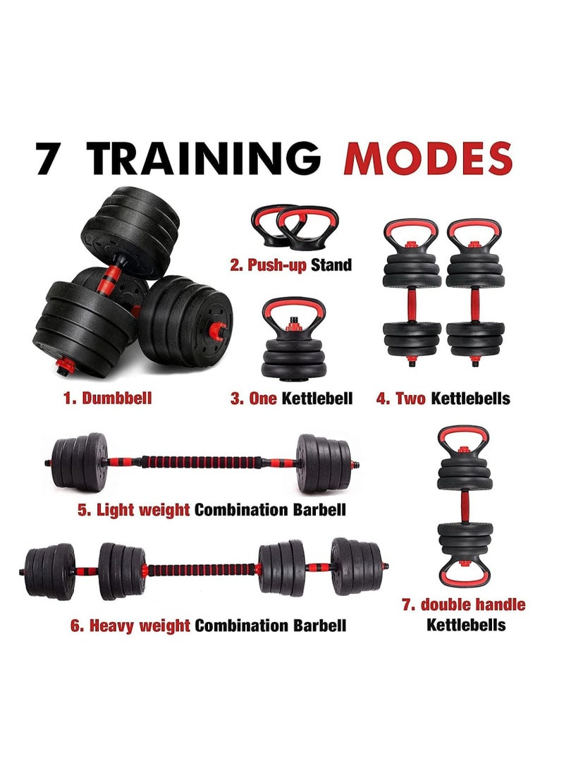 ULTIMAX Adjustable 7 in 1 Dumbbell Set, Free Weights Dumbbells Set with Connecting Rod Used as Barbell, Kettlebell and Push-ups, Weightlifting-10KG  - Image 2