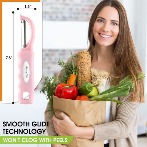 Spring Chef Premium Swivel Vegetable Peeler, Soft Grip Handle and Ultra Sharp Stainless Steel Blades - Perfect Kitchen Peeler For Veggie, Fruit, Potato, Carrot, Apple - Pink Lemonade - Image 3