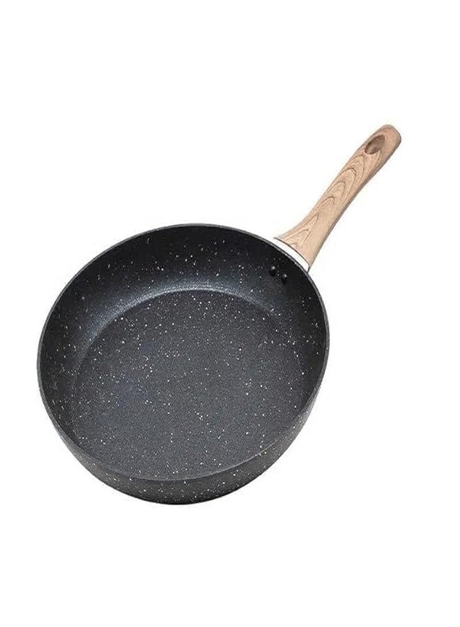 Minitul Nonstick Pan 24cm | Aluminum Alloy Marble Finish Professional Kitchen Non Stick Frying pan CD Bottom Bakelite Wood Handle for Induction Cookware Safe for Dish Washer | - Image 1