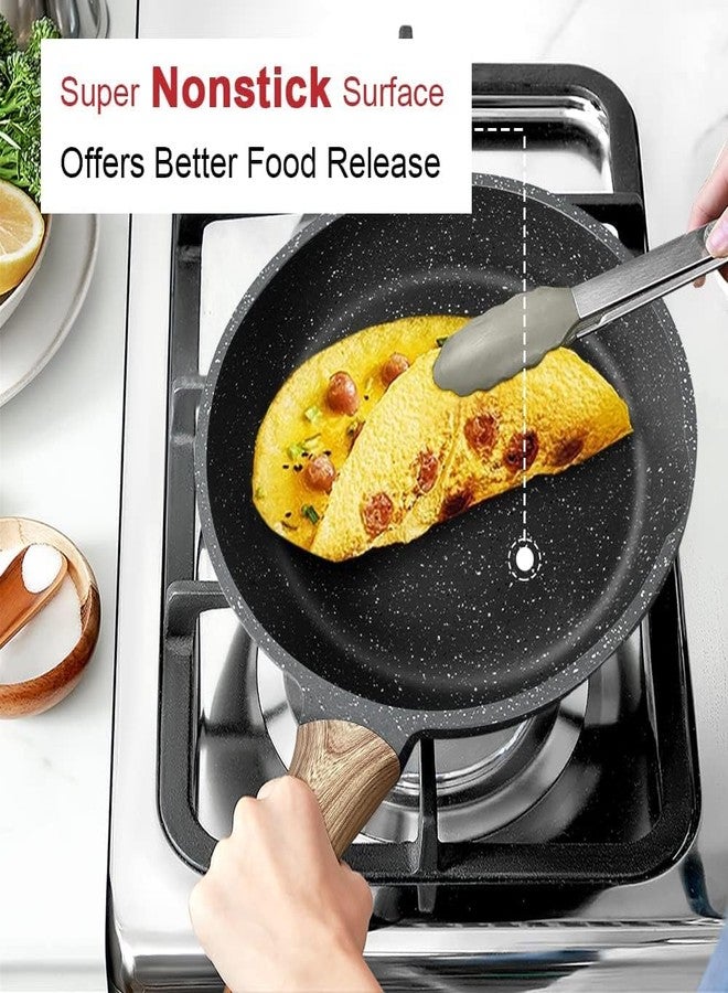 Minitul Nonstick Pan 24cm | Aluminum Alloy Marble Finish Professional Kitchen Non Stick Frying pan CD Bottom Bakelite Wood Handle for Induction Cookware Safe for Dish Washer | - Image 5