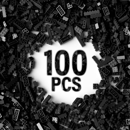 YUJHITP 100 قطعة من كتل البناء الكلاسيكية المتوافقة مع ليغو، طوب أسود بالجملة - Image 1