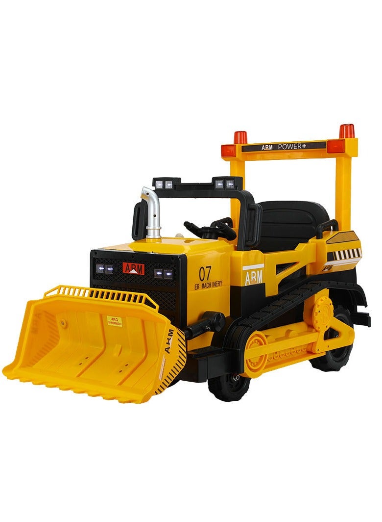 Ride On Bulldozer Truck for Kids, Kids Bulldozer - 12V Battery Powered Ride on Car with Trailer, Kids' Electric Vehicles, Horn, Lights, Music, Multicolor - Image 1