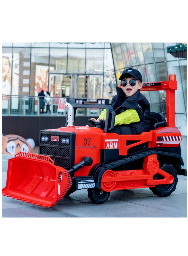 Ride On Bulldozer Truck for Kids, Kids Bulldozer - 12V Battery Powered Ride on Car with Trailer, Kids' Electric Vehicles, Horn, Lights, Music, Multicolor - Image 2