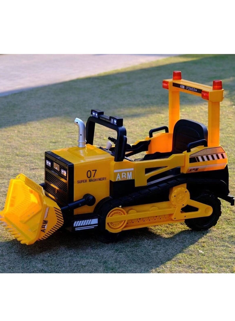 Ride On Bulldozer Truck for Kids, Kids Bulldozer - 12V Battery Powered Ride on Car with Trailer, Kids' Electric Vehicles, Horn, Lights, Music, Multicolor - Image 4