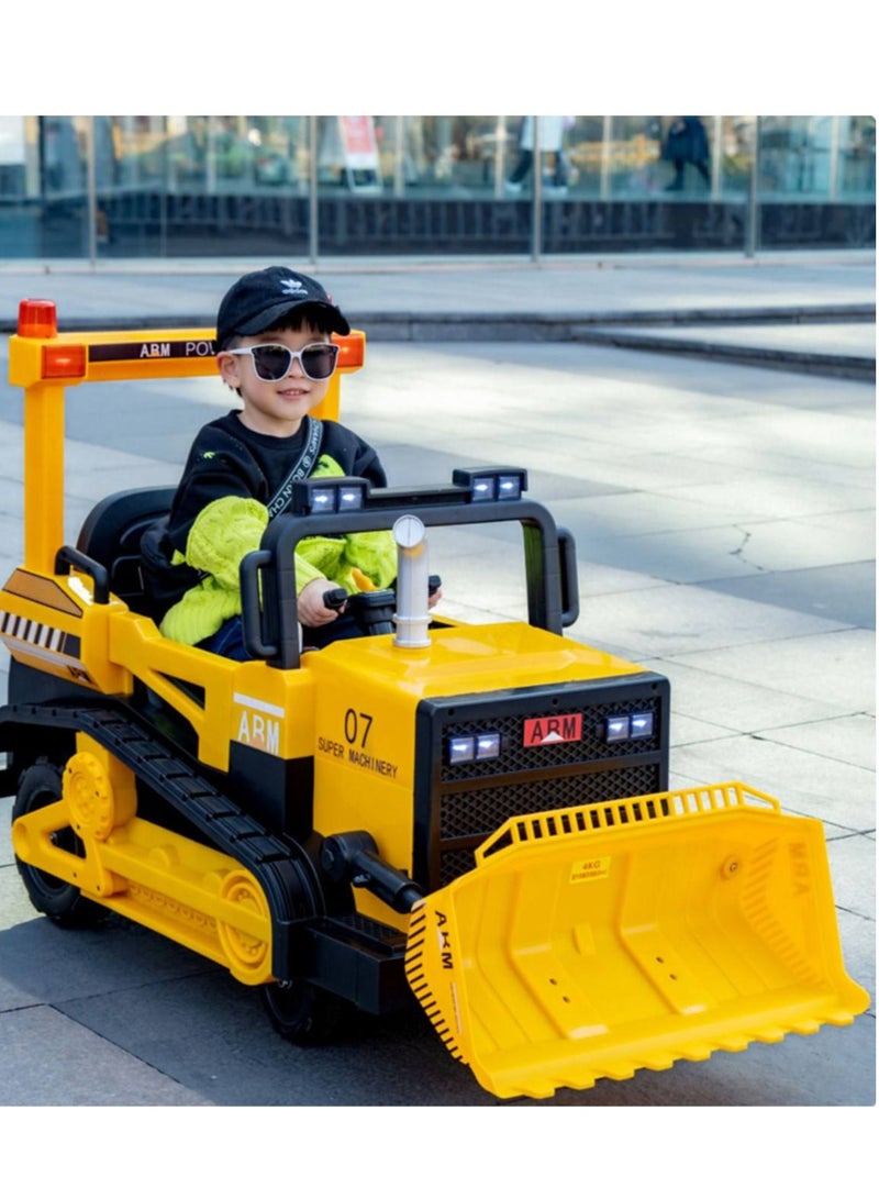 Ride On Bulldozer Truck for Kids, Kids Bulldozer - 12V Battery Powered Ride on Car with Trailer, Kids' Electric Vehicles, Horn, Lights, Music, Multicolor - Image 3
