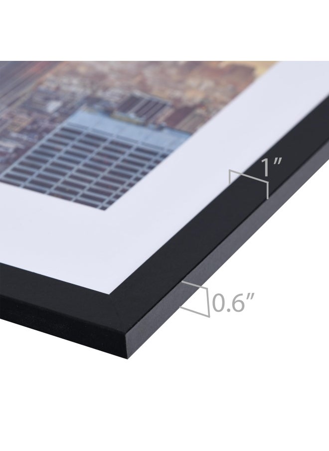 Frame Amo Frame Amo 22x28 Black Solid Wood Picture Frame with 175x235 White Mat Opening for 18x24 Image 1 Inch Border Acrylic Face  - Image 2