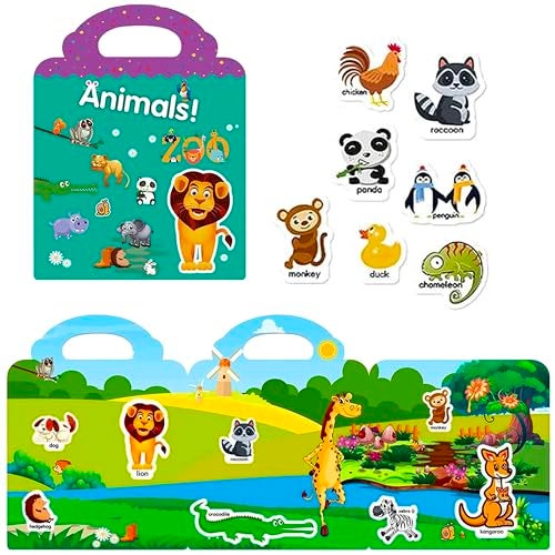 RUSON Reusable Sticker Book for Kids Animal Stickers Educational Learning Toys Travel Stickers Activity Books for Toddler Girls Boys Age 3 Birthday Gifts - Image 5