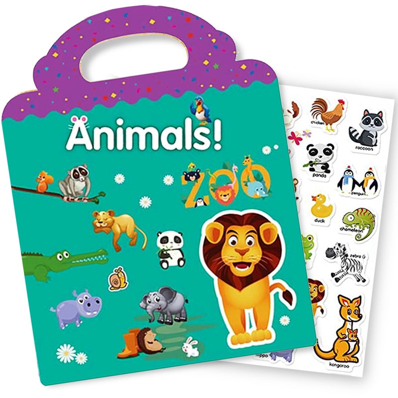 RUSON Reusable Sticker Book for Kids Animal Stickers Educational Learning Toys Travel Stickers Activity Books for Toddler Girls Boys Age 3 Birthday Gifts - Image 3