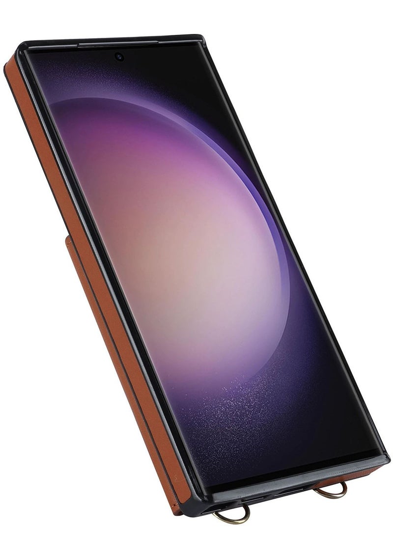 Suteni Flip Cover Crossbody Band Card Slots Leather Phone Case for Samsung - Image 2