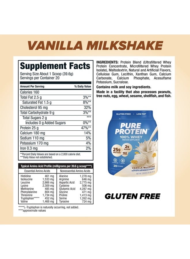 Pure Protein مسحوق، مصل اللبن، نسبة عالية من البروتين، سكر منخفض، خالٍ من الجلوتين، كريمة الفانيليا، 1.75 رطل - Image 3