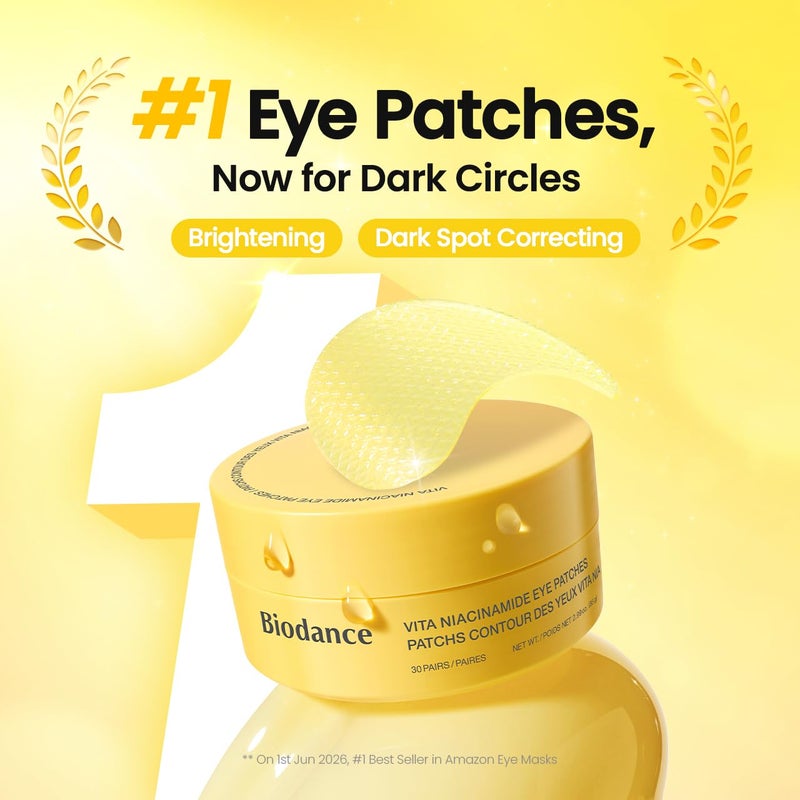 BIODANCE Vita Niacinamide Eye Patches, Dark Circles & Dull Spot Patches for Face, Under Eye Mask for Uneven Skin Tone, Travel Essentials & Self Care Gifts for Women, Korean Skin Care (60 Count) - Image 2