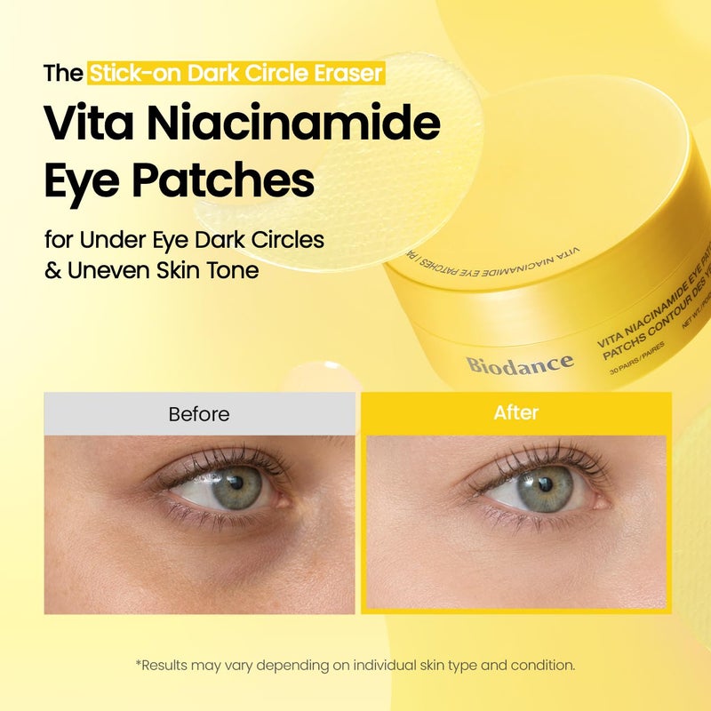 BIODANCE Vita Niacinamide Eye Patches, Dark Circles & Dull Spot Patches for Face, Under Eye Mask for Uneven Skin Tone, Travel Essentials & Self Care Gifts for Women, Korean Skin Care (60 Count) - Image 3