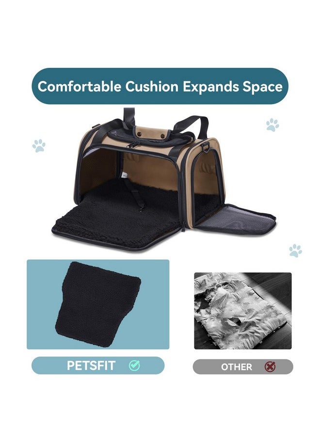 Petsfit PETSFIT PET Carrier for Cat, Small Dogs, Dog Carrier Airline Approved, TSA Approved Soft Cat Carrier for Travel, Small Animal Carrier for Pets Under 12 Lbs, Khaki  - Image 4
