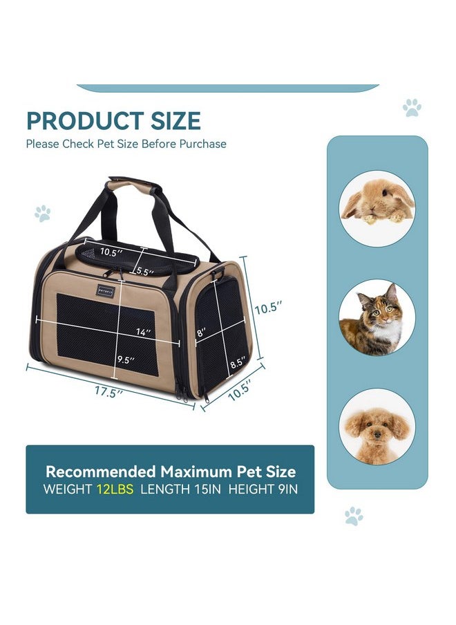 Petsfit PETSFIT PET Carrier for Cat, Small Dogs, Dog Carrier Airline Approved, TSA Approved Soft Cat Carrier for Travel, Small Animal Carrier for Pets Under 12 Lbs, Khaki  - Image 2