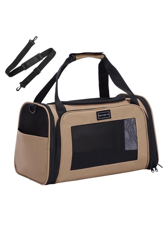 Petsfit PETSFIT PET Carrier for Cat, Small Dogs, Dog Carrier Airline Approved, TSA Approved Soft Cat Carrier for Travel, Small Animal Carrier for Pets Under 12 Lbs, Khaki  - Image 1