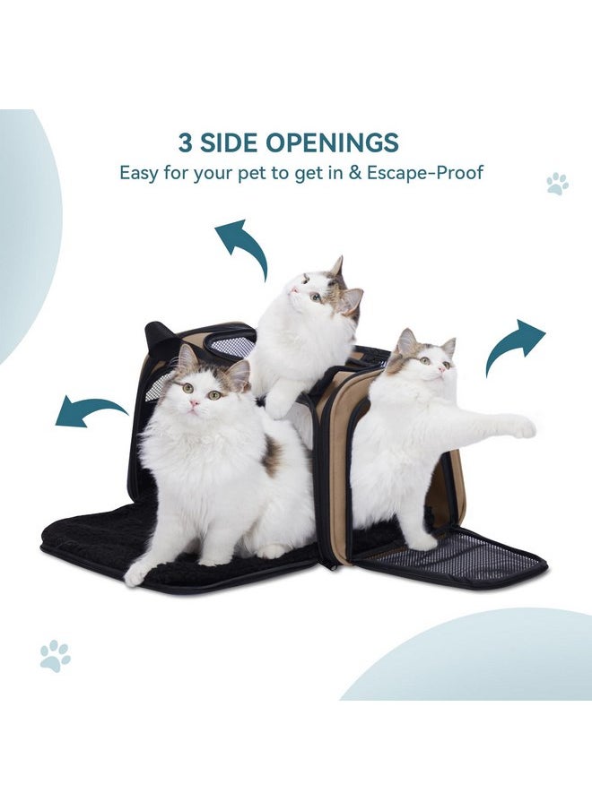 Petsfit PETSFIT PET Carrier for Cat, Small Dogs, Dog Carrier Airline Approved, TSA Approved Soft Cat Carrier for Travel, Small Animal Carrier for Pets Under 12 Lbs, Khaki  - Image 3