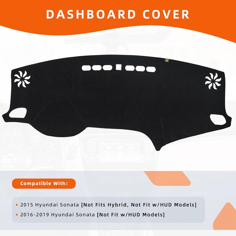 KEYOOG Flannel Dashboard Cover Nonslip Car Dash Board Mat Fit for 2015-2019 Hyundai Sonata Sunshade No-Glare Non-Slip Pad Carpet Sunshield Protector - Image 2