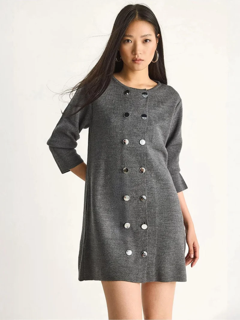 بيانكو لوتشي فستان قصير محبوك من لوتشي بأزرار