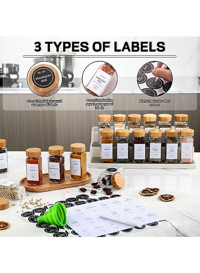Arabest Spice Jars with Label-4oz 24Pcs,Glass Spice Jars with Bamboo Lids,Spices Container Set,Kitchen Empty Spice Jars,Funnel, Seasoning Storage Bottles for Spice Rack,Cabinet,Drawer - Image 3