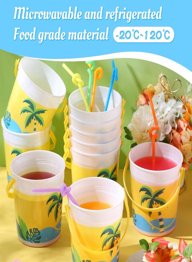 Yaomiao 32 Pcs 32 oz Plastic Cocktail Rum Buckets for Drinks with 100 Colorful Straws Portable Drink Buckets for Parties Reusable Punch Bowls for Summer Beach Bar Kitchen (32 Pcs) - Image 4