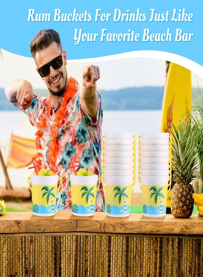 Yaomiao 32 Pcs 32 oz Plastic Cocktail Rum Buckets for Drinks with 100 Colorful Straws Portable Drink Buckets for Parties Reusable Punch Bowls for Summer Beach Bar Kitchen (32 Pcs) - Image 5