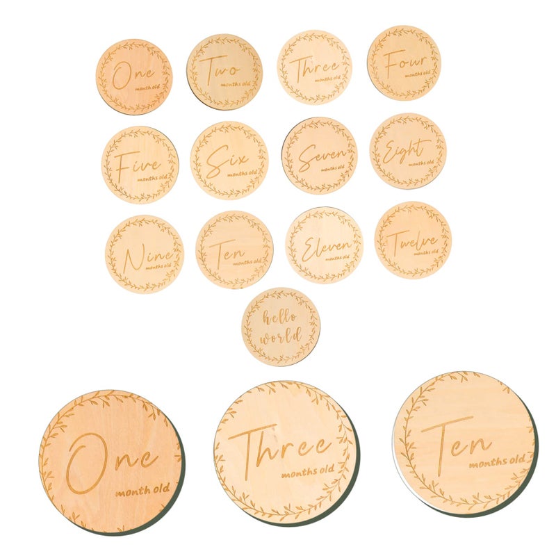 13Pcs Wooden Milestone Discs For Newborn Announcement Monthly Photo Props - Image 4