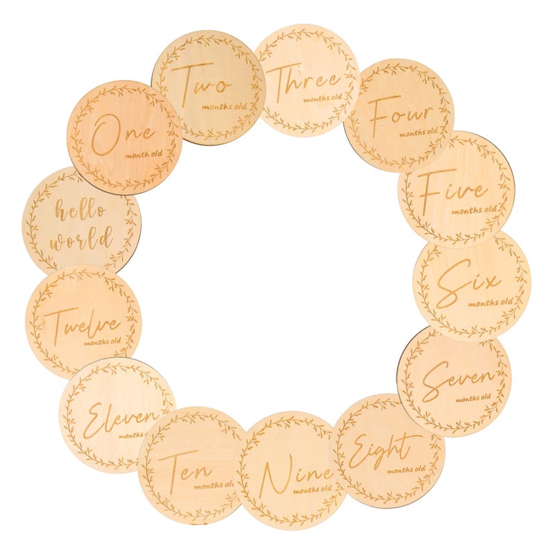 13Pcs Wooden Milestone Discs For Newborn Announcement Monthly Photo Props - Image 2