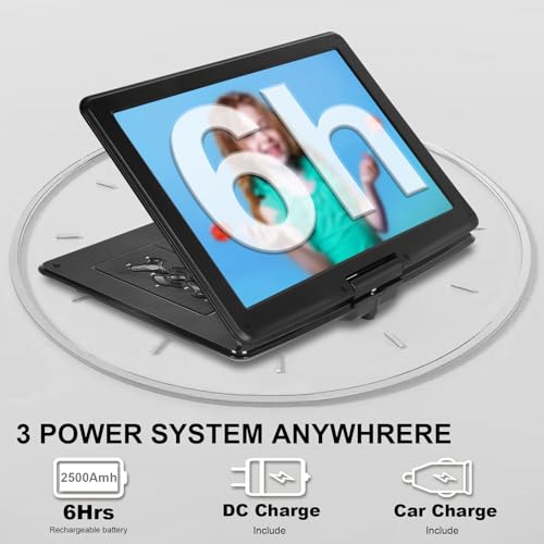 BOKYOK 17.9" Portable DVD Player with 15.6’’ Large HD Screen, 6Hrs Play, DVD Player Portable with Dual Speaker, Last Memory, Support SYNC TV/USB/SD Card, Play All Discs Format Except Blu-ray, Black - Image 3