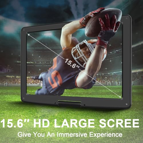 BOKYOK 17.9" Portable DVD Player with 15.6’’ Large HD Screen, 6Hrs Play, DVD Player Portable with Dual Speaker, Last Memory, Support SYNC TV/USB/SD Card, Play All Discs Format Except Blu-ray, Black - Image 2