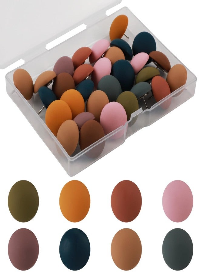 XIHIRCD 30pcs Matte Push Pins, Colorful Round Map Pins Resin Decorative Push Pins Steel Point Reusable Cute Thumb Tacks Pushpin for Cork Boards, Photos, Calendar, Home, Office, Packed in Box - Image 1