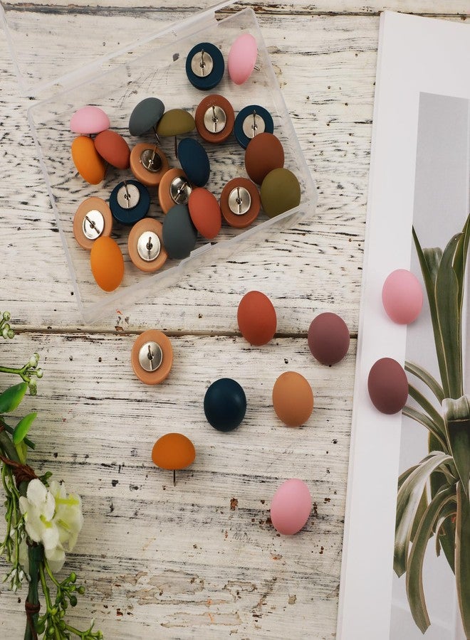 XIHIRCD 30pcs Matte Push Pins, Colorful Round Map Pins Resin Decorative Push Pins Steel Point Reusable Cute Thumb Tacks Pushpin for Cork Boards, Photos, Calendar, Home, Office, Packed in Box - Image 3