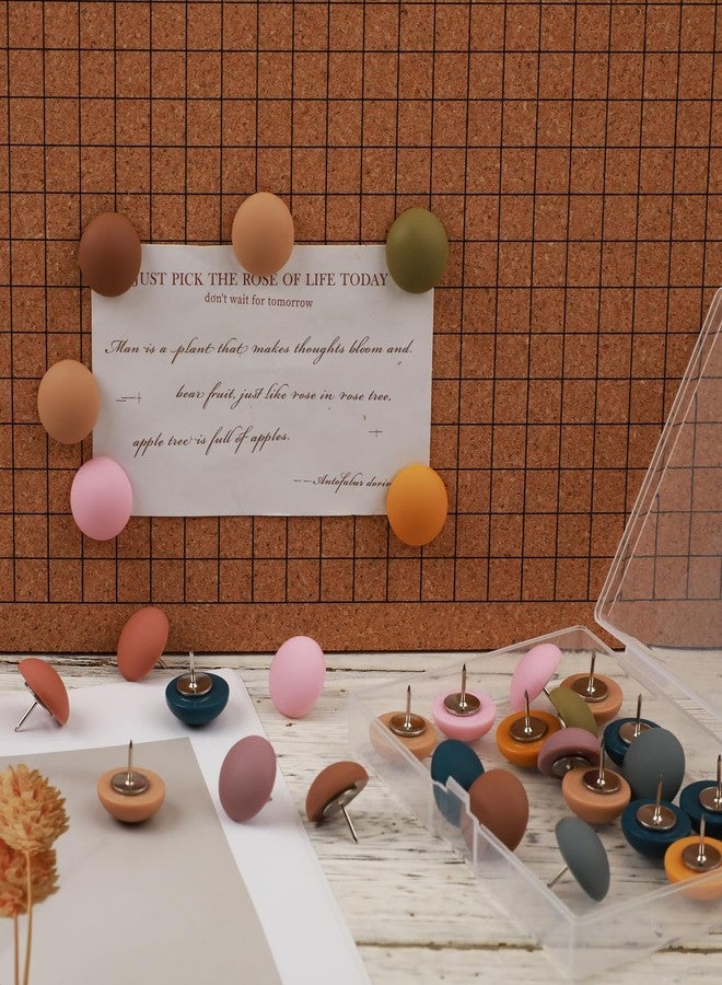 XIHIRCD 30pcs Matte Push Pins, Colorful Round Map Pins Resin Decorative Push Pins Steel Point Reusable Cute Thumb Tacks Pushpin for Cork Boards, Photos, Calendar, Home, Office, Packed in Box - Image 4