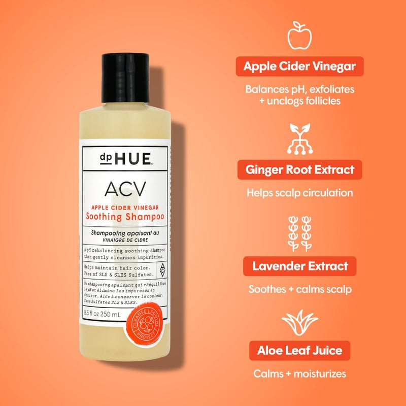 dpHUE ACV Soothing Shampoo, 8.5 oz - Sulfate Free Dry Scalp Shampoo For Color Treated Hair With Apple Cider Vinegar, Ginger Root, Lavender and Aloe - Image 2